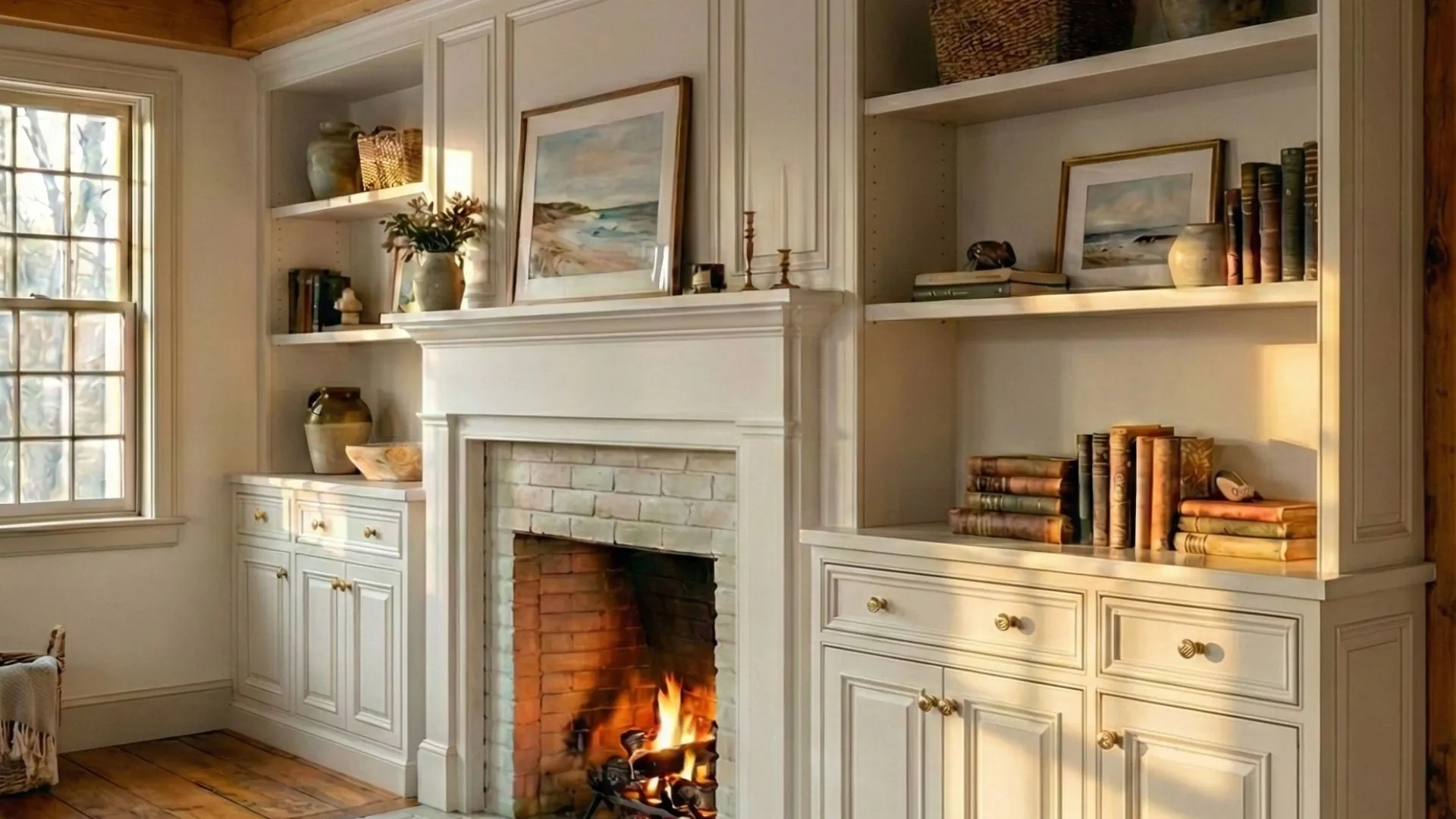 Fireplace mantel and built-ins